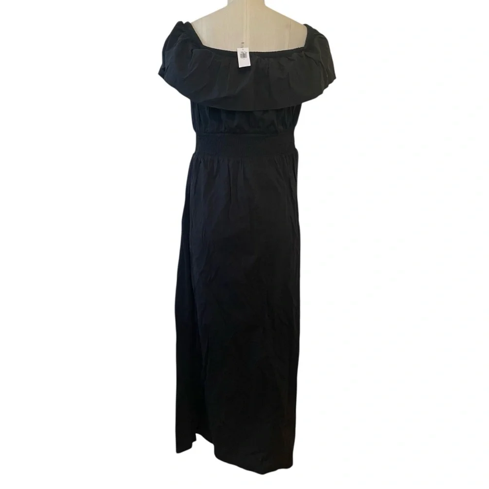 ❤️ NWT! Old Navy Black Smocked Waist Off the Shoulder Maxi Dress - Picture 6 of 10